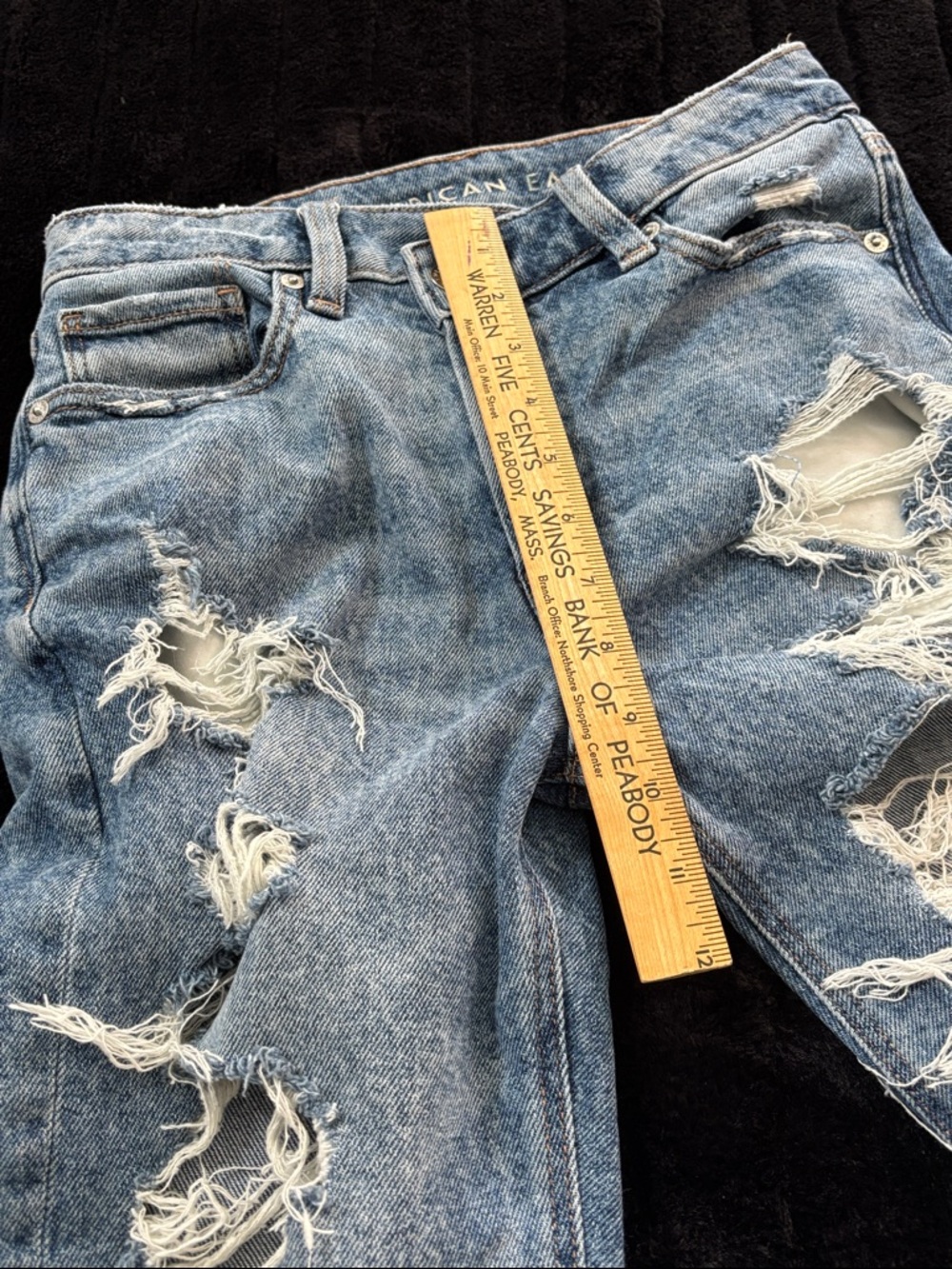 American Eagle Outfitters Light Blue Distressed Straight Leg Jeans - Picture 5 of 6